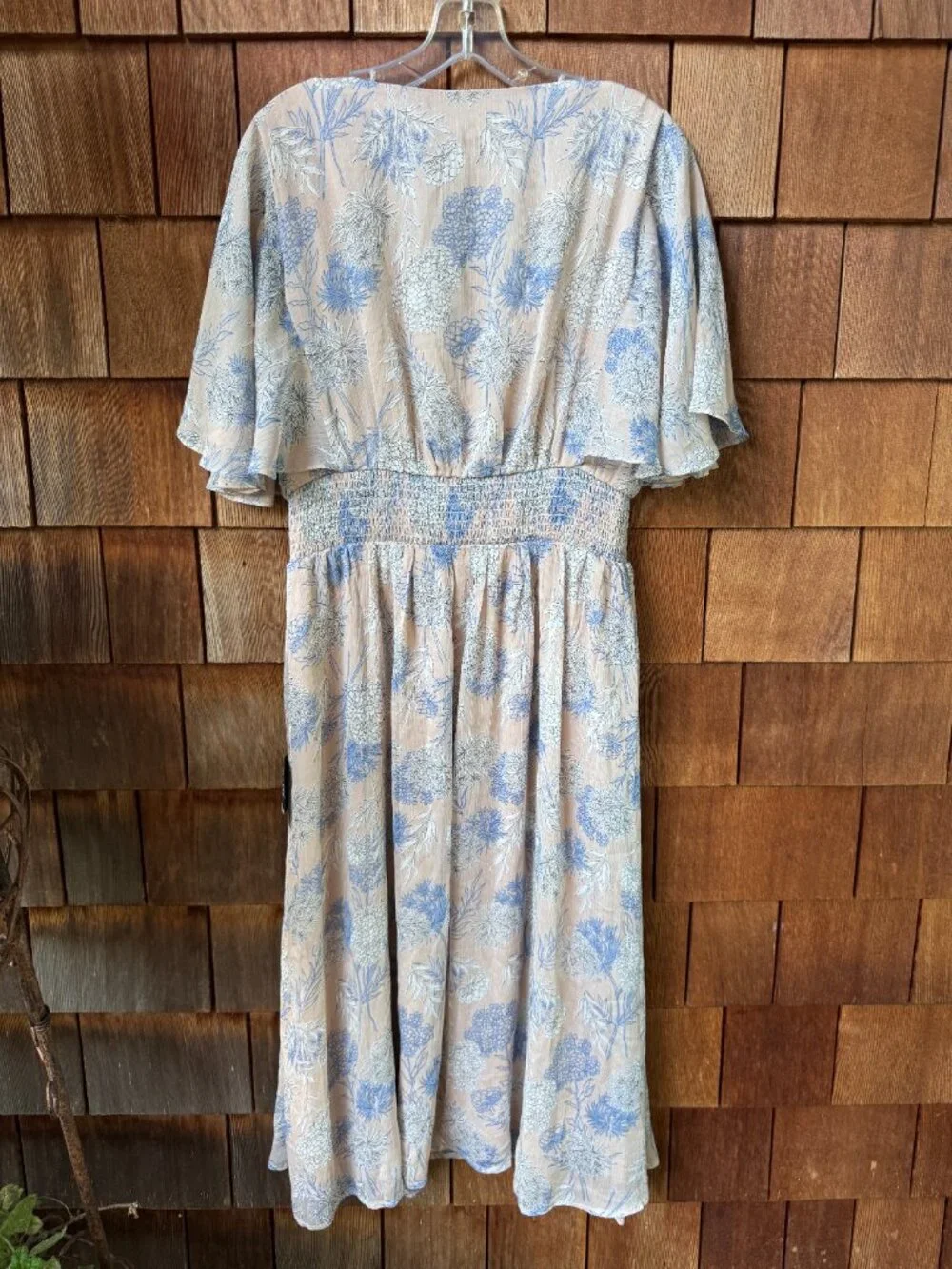NWT Lulus Subtle Romance Beige Floral Print Ruffled Midi Dress - Women's X-Large